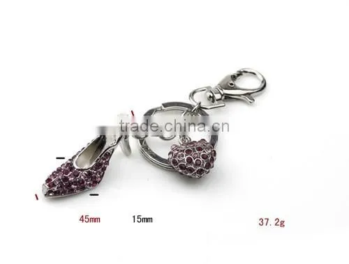 Wholesale Heart Shaped Metal Keyring Rhinestone Key Chain KY07-0006 photo-5