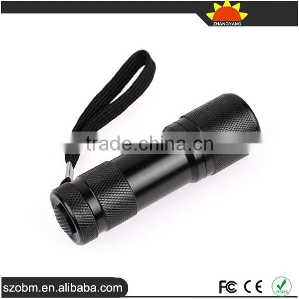 Small Portable Led Purple Light UV LED Flashlight 365-370nm 9 LED Flashlight Torch photo-2