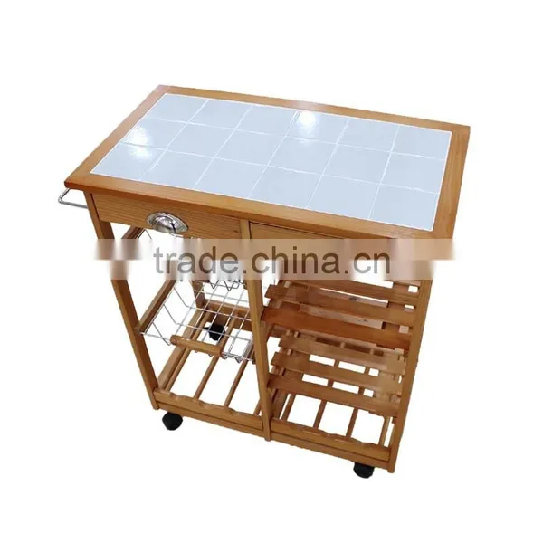 New Desigh Mobile Dining Car Carrying Shelves Three Layers of Kitchen Storage
