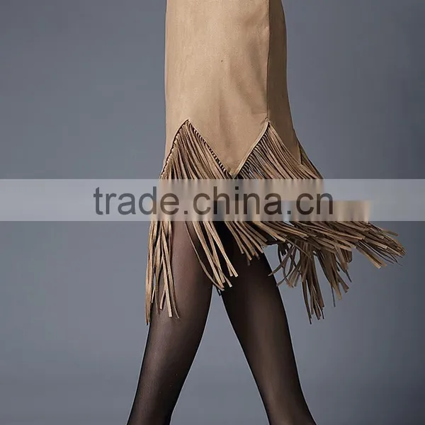 Hot Sale Fashion Women Latest Long Skirt Design With Tassal photo-4
