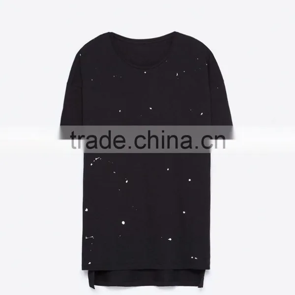 Paint Splatter T-shirt With Round Neck Short Sleeves Fancy Design Casual Bottom T-shirt For Autumn photo-3