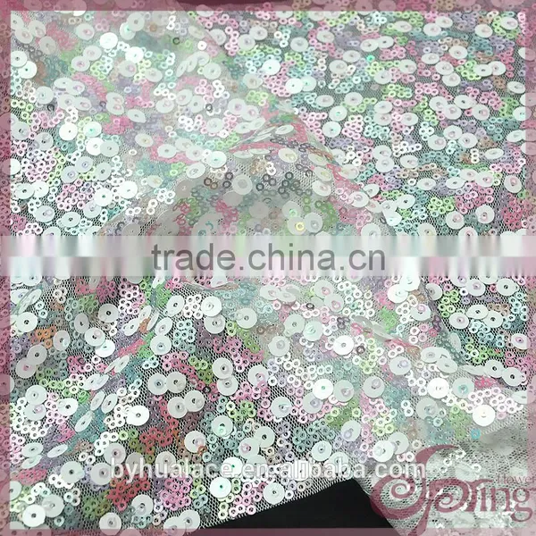 Colorful Wholesale Cheap Allover Sequin Lace Fabric for Party Dress photo-3