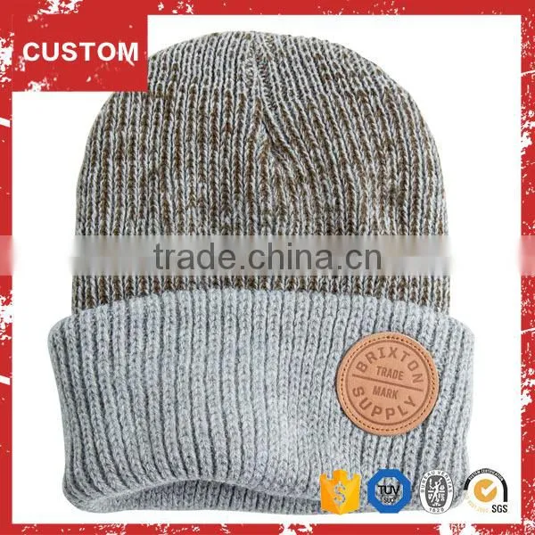 Wholesale High Quality Hip Hop Custom Leather Patch Beanies photo-4