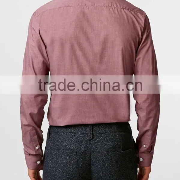 Mens Burgundy Button Down Long Sleeve Office Shirt photo-4