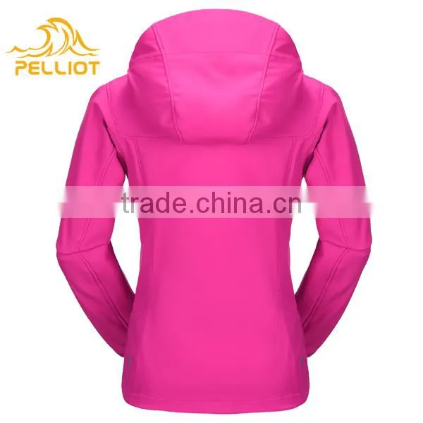 2017 Hot Sell OEM New Design Outdoor Women Hooded Softshell Jacket With Function photo-2