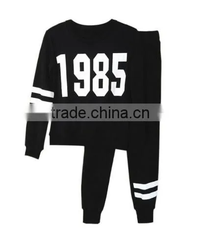 Women 1985 Printed Hoodie Pants Suit Athletic Outfits Tracksuit Sportswear Without Hood photo-5