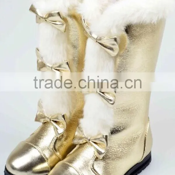Cute Warm Leather Baby Boots Bow Style Child Boots Shoes Girls Kids Winter Boots photo-5