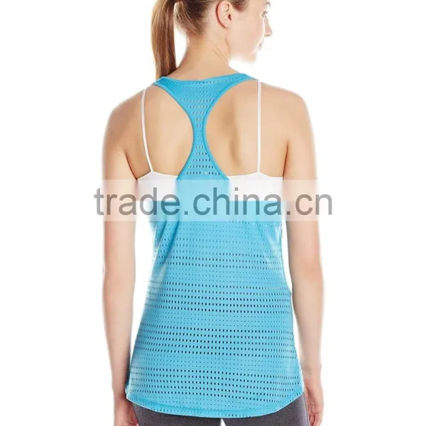 Women's Curved Hem Bright Color Mesh Tank Clothing Manufacturer photo-6