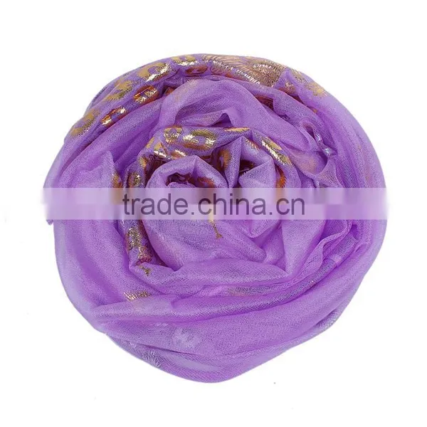 Imitation Silk Scarves & Wraps Rectangle Golden Purple Peacock Custom Scarf photo-3