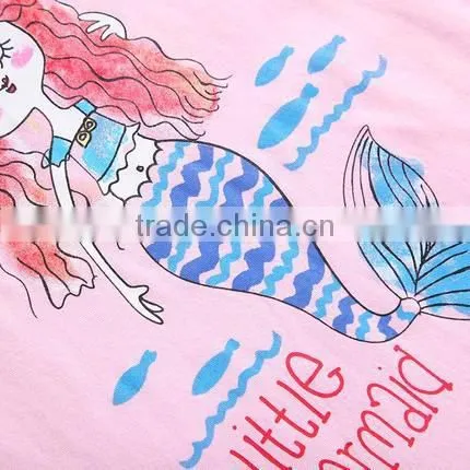 Custom Gilrs Cartoon Mermaid Tail Printed T-shirts photo-6