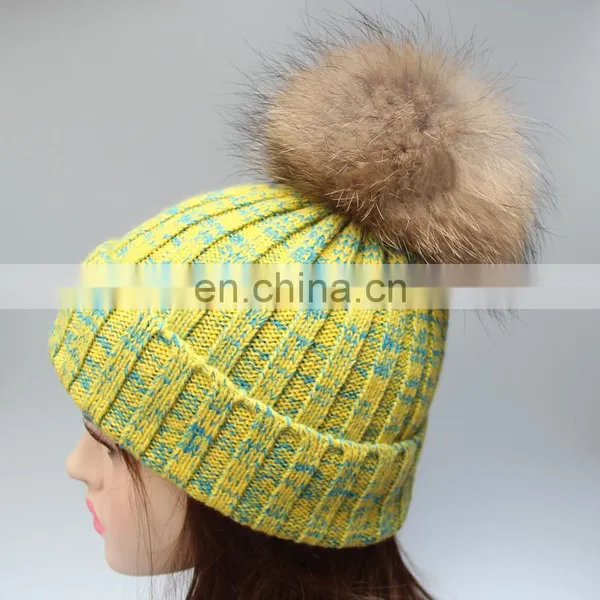 Custom Ladies Winter Hat With Fur Pom Pom photo-3