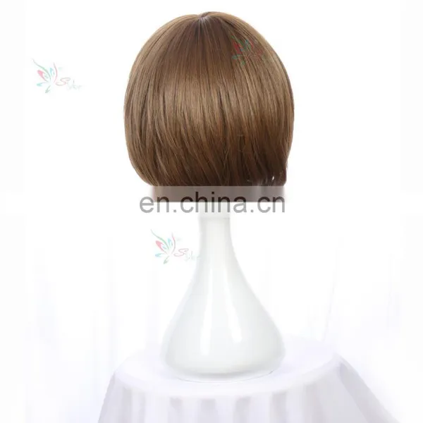 Styler Brand 10 Inch Straight Flat Bang Short Bob Hair Cosplay Wigs Brown Color photo-2