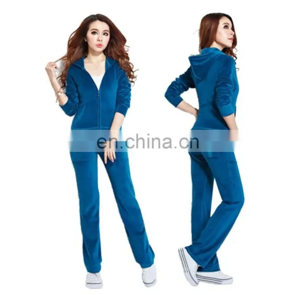 Women's Velour Hoodie+Pant Tracksuit Sport Sweat Suit Set Velour Tracksuits Ladies photo-2