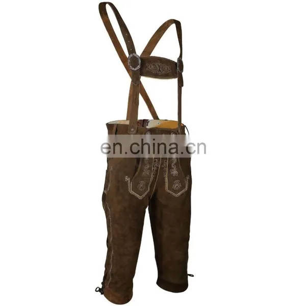Kniebund Hosen, Men Ledersosen Trachten Lederhosen Leather Pants With Suspenders (Bavarian Clothing) photo-4
