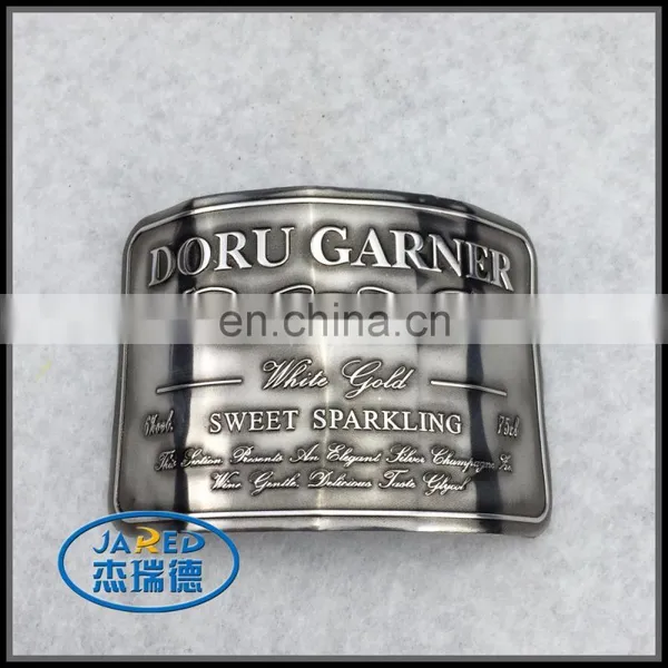 Custom Embossed Metal Top Sticker Bottle Liquor Printing Label Bottle Label