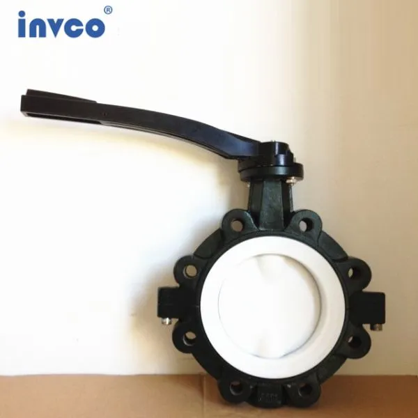 INVCO Pneumatic Butterflyvalve PTFE Lined Lug Wafer Butterfly Valve for Strong Acid