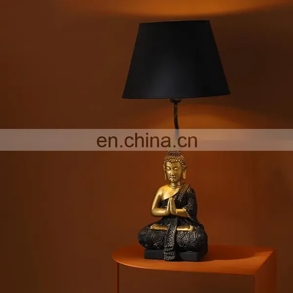 Chinese Classical Figure Statue Decoration Luxury Gold Resin Base Buddha Shape Modern Cheap Desk Lamps for Church photo-7