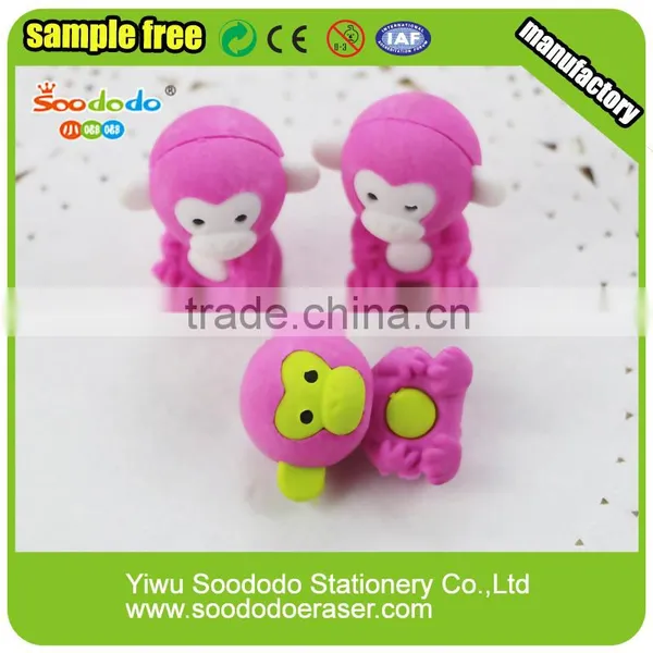 Hotsale School Suppliers Monkey Shape 3d Lovely Eraser photo-3