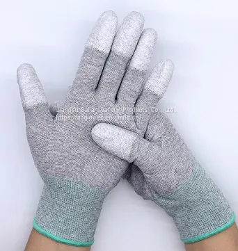 BA 13G Nylon Mixed Carbon Fiber Knitted ESD Gloves With Finger PU Dipped photo-2