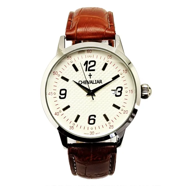 Stainless Steel Fashion Gents Watches Water Resistance Genuine Leather Quartz Man Watch