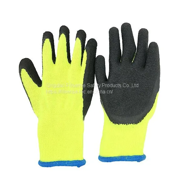 Best Cold Weather 7 Gauge Polyester Loop Napping Liner Latex Crinkle Coated Thermal Construction Gloves photo-5