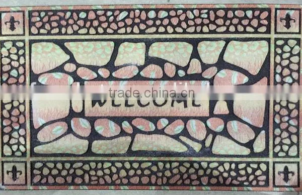 Non Slip Backing Heavey Duty Flocked Recycled Rubber Door Mat