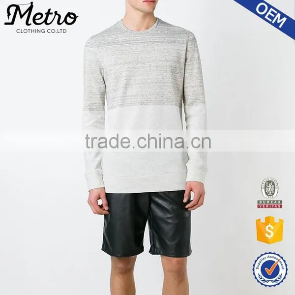 OEM mens patchwork custom lightweight cotton plain sweatshirt without hood