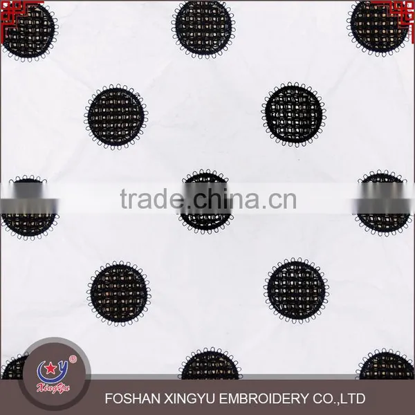 Fashion Round Black Flower Pattern 100% Cotton Chemical Guipure Cheap Lace Fabric for Garment Dress