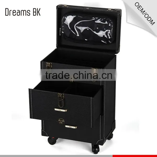 Professional Rolling Makeup Case 2 In1 Mutifunctional PVC Trolley Cosmetic Case With 360 Degree Wheel photo-4