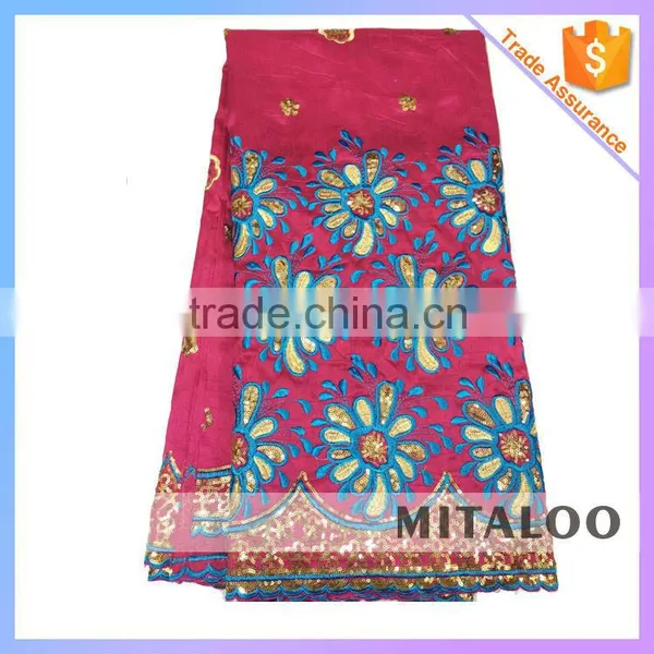 Mitaloo 2015 New Stock Nigerian George Lace With Sequins And Embroidery In Apparel MGP0036