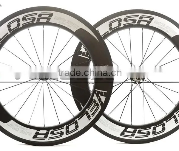Velosa Logo Straight Pull 88mm Clincher Road Carbon Bike Wheels Racing Bicycle Carbon Wheelset Bitex R51 Hubs Fast Shipping! photo-2