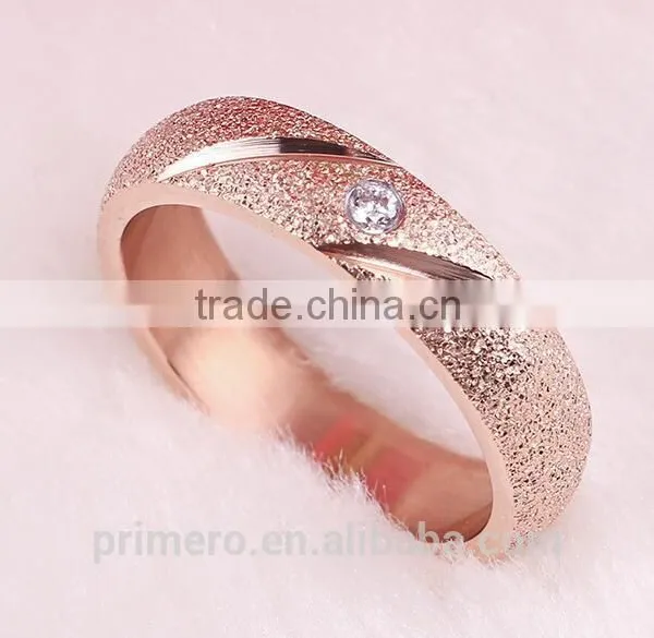 Hot Sale Jewelry Matte Texture 18k Rose Gold Plated Stainless Steel Single Stone Ring Designs photo-4
