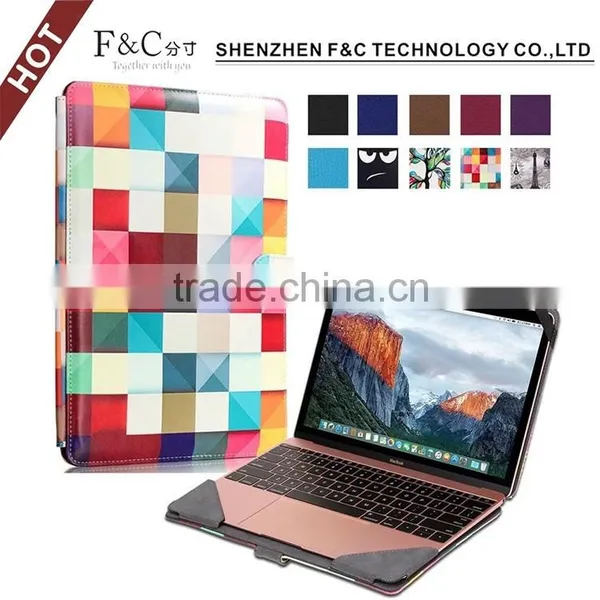 Shenzhen Handmade Deluxe PU Leather Material Folio Cover for Macbook Accessories 11" 12" 13" 15" Compatible