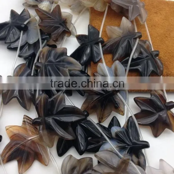 Wholesale Price Natural Mixted Color Agate Stone Leaf Gemstone Shape Carved Leaf Semi Precious Loose Gemstone Beads photo-2