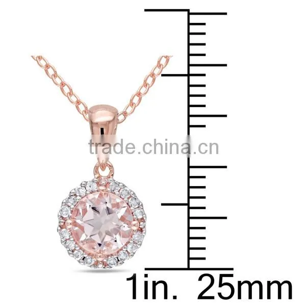 Sterling Silver Morganite and Diamond Halo Earrings Ring and Neckalce Jewelry Set photo-4
