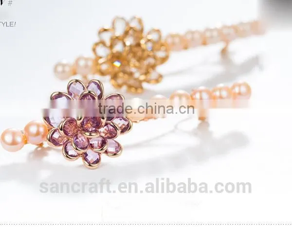 Hot Sell Grace Design Austrian Crystal Natural Pearl Two Colors Flower Hair Clip photo-2