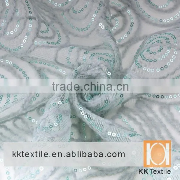 Woven Fabric Net Lace Fabric With Sequin Embroidery Design