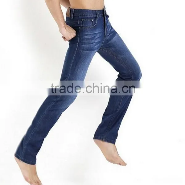 Summer Thin Jeans Men 100% Cotton Straight Long Denim Fitness Trousers Fashion Solid Jeans photo-2