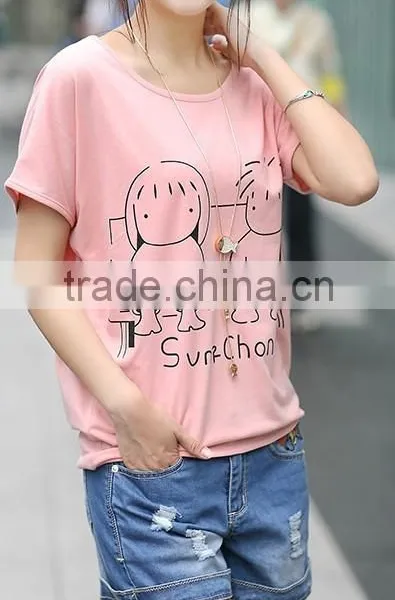 Han Edition 2015 the New Female T-shirt With Short Sleeves Big Yards Leisure T-shirts of Cartoon Printed t Shirt photo-2