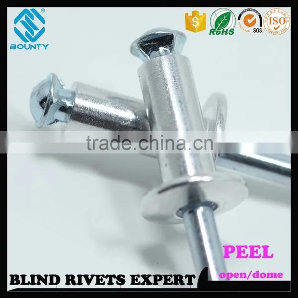 HOT SELLING OPEN END MANUFACTURER BUTTON HEAD ALUMINUM PEEL TYPE RIVETS photo-5