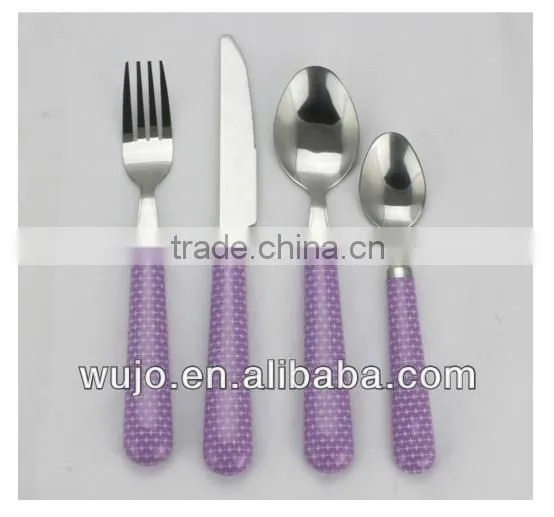 Plastic Handle Stainless Steel Tableware Set