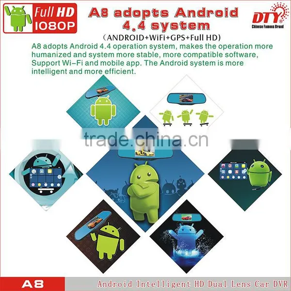 DTY Android Car Wireless Rearview Mirror With Reversing Camera, Rear View Mirror Camera Car Dvr , A8 photo-2