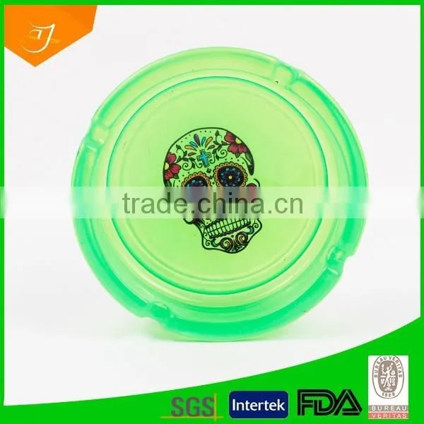 Round Glass Ashtray, Colorful Glass Ashtray Print Logo, Green Glass Ashtray