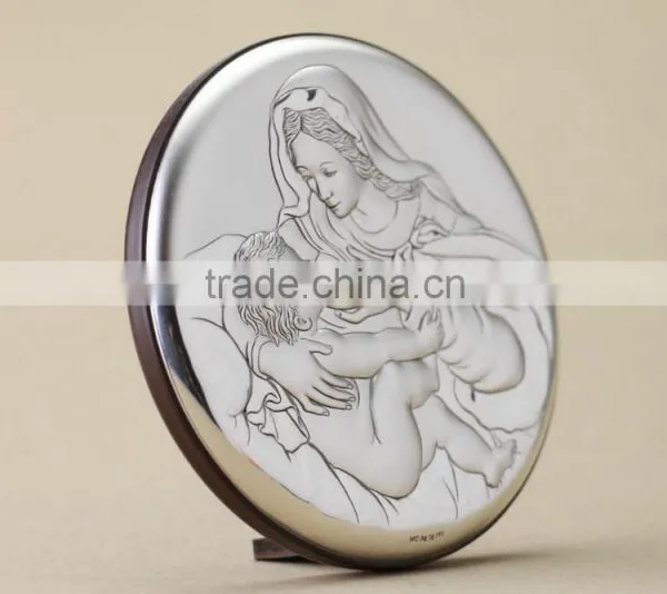 Greek & Russian Orthodox Wooden Icon. Mother God. Milkgiver. Silver. Made in Italy photo-4