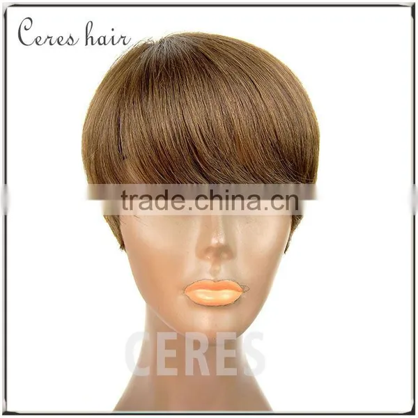 100% Human Hair Kosher Wig Short Dark Blonde Wig Silk Straight Hair Wig photo-2