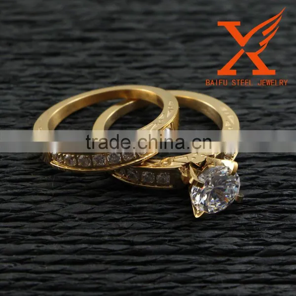Mens and Womens Couples Wedding Band Stainless Steel Casting CNC Setting Gold Plated Wedding Fing Gold 18k Jewelry for 1 Pair photo-3