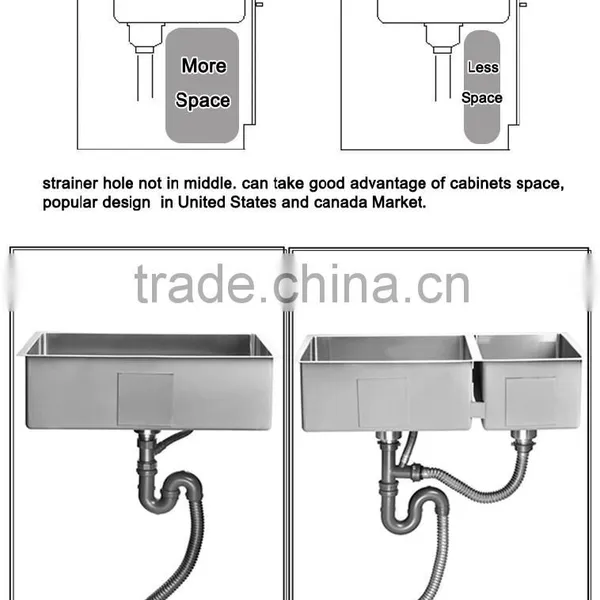 High Quality Save Room Handmade Double Bowl Deep Stainless Steel Kitcen Sink Cabinet -- R15-3118 photo-5
