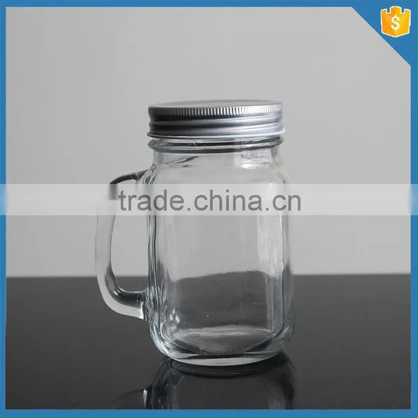 12 oz Square Glass Jar Glass Mason Jar With Lid and Handle photo-2