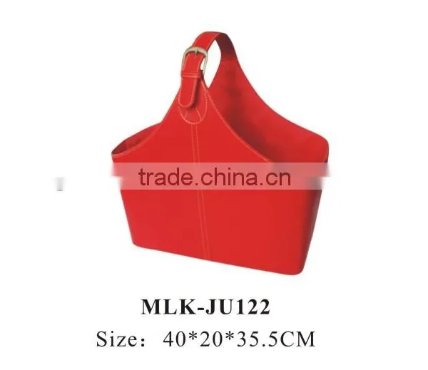 Cheap High Quality Decorative Leather Red Storage Baskets