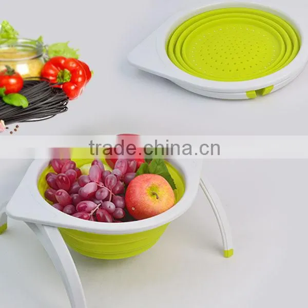 Hot Sales Standing Silicone Collapsible Collander Of Foldbale Draining Basket Strainer photo-2